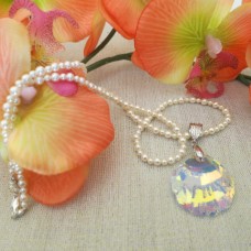 Eleganta Swarovski pērļu kaklarota ar mirdzošu Swarovski kristālu AB